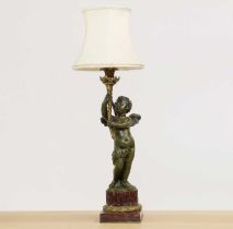 A bronze and parcel gilt figural table lamp,