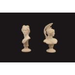 A pair of Grand Tour style marble busts,