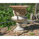 A cast iron Campana garden urn