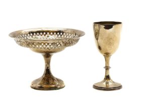 A silver pedestal dish