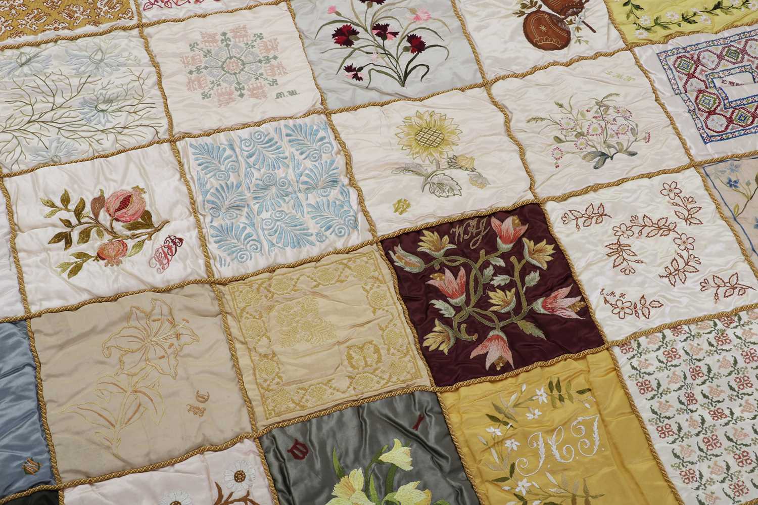 A Victorian hand-embroidered quilt, - Image 6 of 6