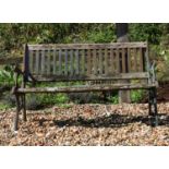 A cast iron garden bench,