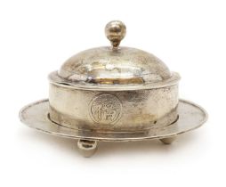A Chinese silver butter dish and cover,