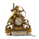 A French gilt spelter mantle clock