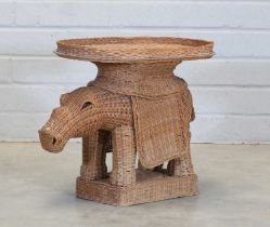 A novelty wicker 'rhinoceros' side table,