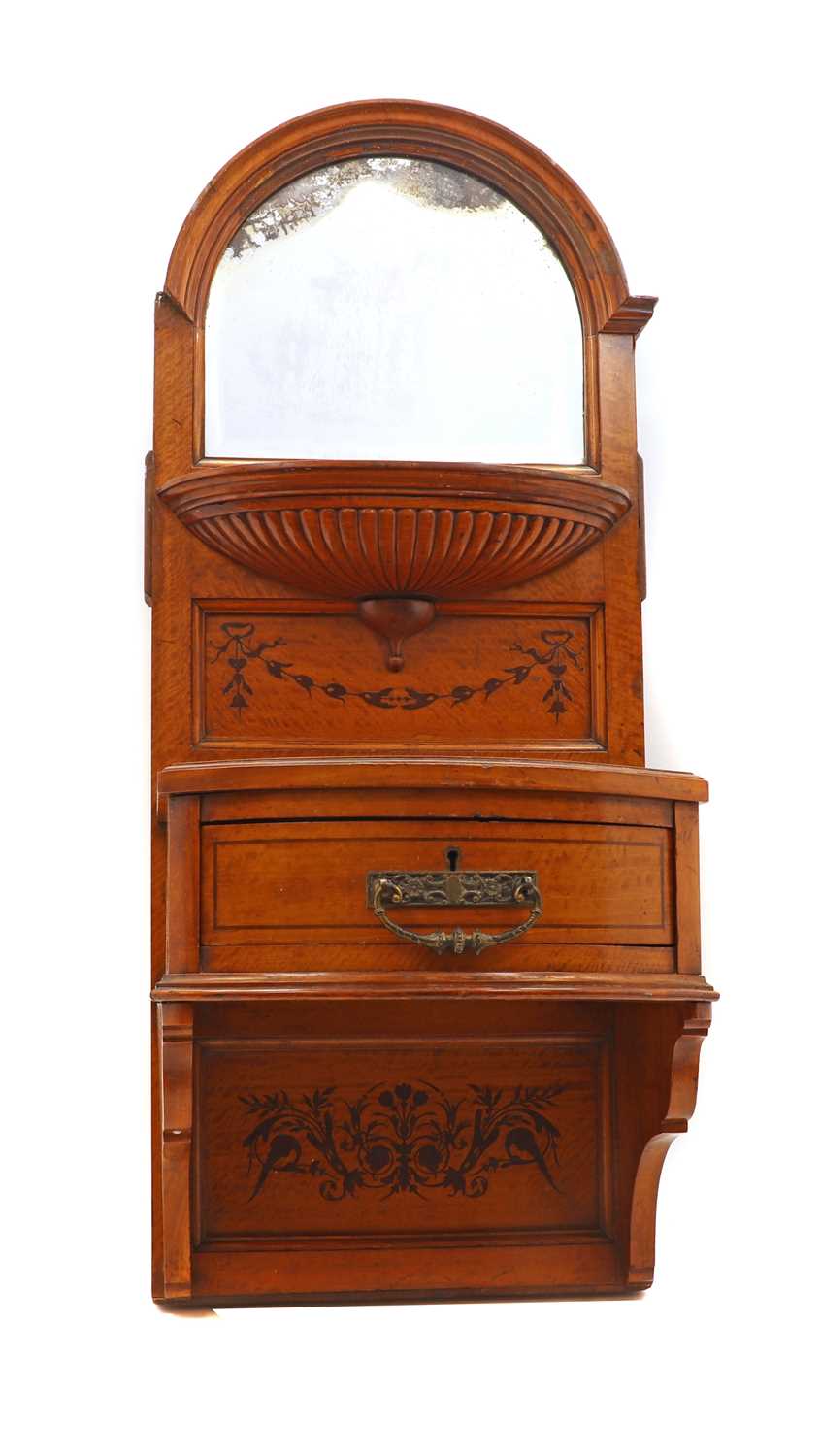 A Victorian satinwood and marquetry wall cabinet,