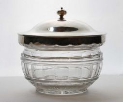 A George IV Scottish silver mounted glass sugar bowl