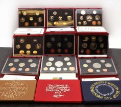 A collection of Royal Mint annual uncirculated brilliant coin packs,