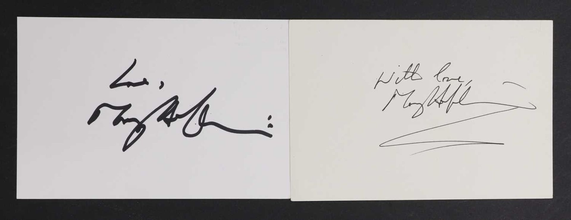 Meat Loaf: autograph on white card, / Queen line-ups: / Queen line-ups: / Mary Hopkin on Apple labe - Image 2 of 5
