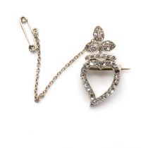 An early Victorian diamond set witches heart brooch,