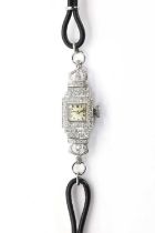 A ladies' Art Deco diamond set mechanical cocktail strap watch, c.1925,