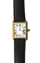 A ladies' gold and stainless steel Cartier Tank Solo quartz strap watch,