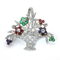 A belle époque diamond and gem set giardinetto brooch,
