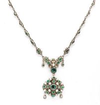 An early 20th century Austro-Hungarian silver gilt gem set necklace,