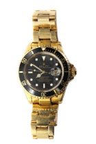 A gentlemen's 18ct gold Rolex Submariner Date automatic bracelet watch, c.1991,