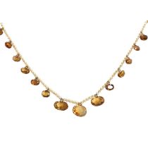 An early 20th-century faux pearl and citrine necklace,