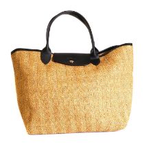 A Longchamp hessian tote,