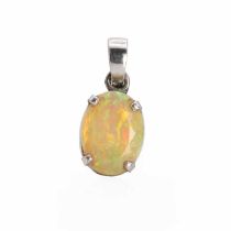 A silver mounted opal pendant,