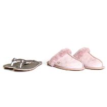 A pair of Ugg pale lilac scuffette slippers,