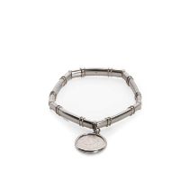 A platinum bar link bracelet,