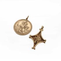 Two 9ct gold St Christopher pendants,