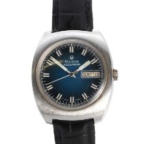 A gentleman's stainless steel Bulova Accutron quartz strap watch,