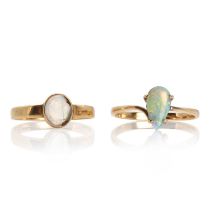Two opal rings,