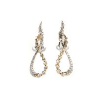A pair of 18ct gold two colour gold diamond earrings,