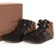 A pair of Louis Vuitton canvas, suede and leather sneakers,