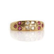An early Victorian ruby and diamond ring, c.1840,