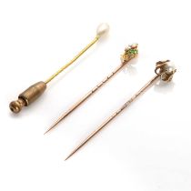 Two gold stick pins,