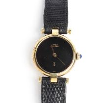 A ladies' silver gilt Must de Cartier quartz strap watch, c.1980,