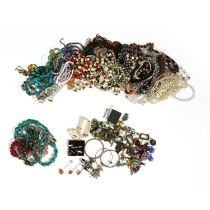 A large collection of costume jewellery and silver,