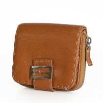 A Fendi brown leather zip-around purse.