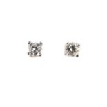 A pair of 18ct two colour gold diamond stud earrings,