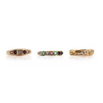 A ‘Dearest’ ring and two other 9ct gold and stone set rings,