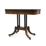 A Regency rosewood and satinwood card table