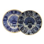 Two Dutch Delft blue and white plates