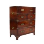 A mahogany secretaire campaign chest