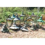 A collection of garden lanterns,