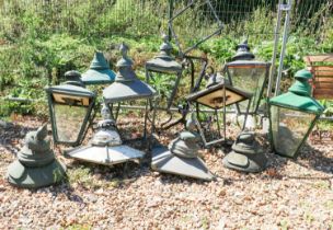 A collection of garden lanterns,