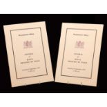 Two Order of Services for the Funeral of Diana, Princess of Wales,