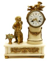 A French alabaster and gilt bronze table clock
