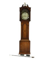 A George III oak and mahogany crossbanded longcase clock,