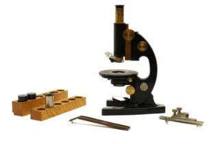 A Carl Zeiss Jena brass microscope,