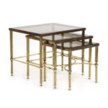 A Hollywood Regency-style brass nest of tables,