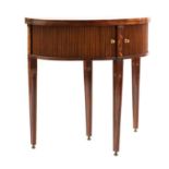 A mahogany and marquetry demi lune games tables,
