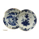 Two Dutch Delft blue and white chargers