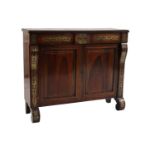 A Rosewood and brass side cabinet
