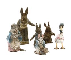 A collection of cold painted bronze figurines,